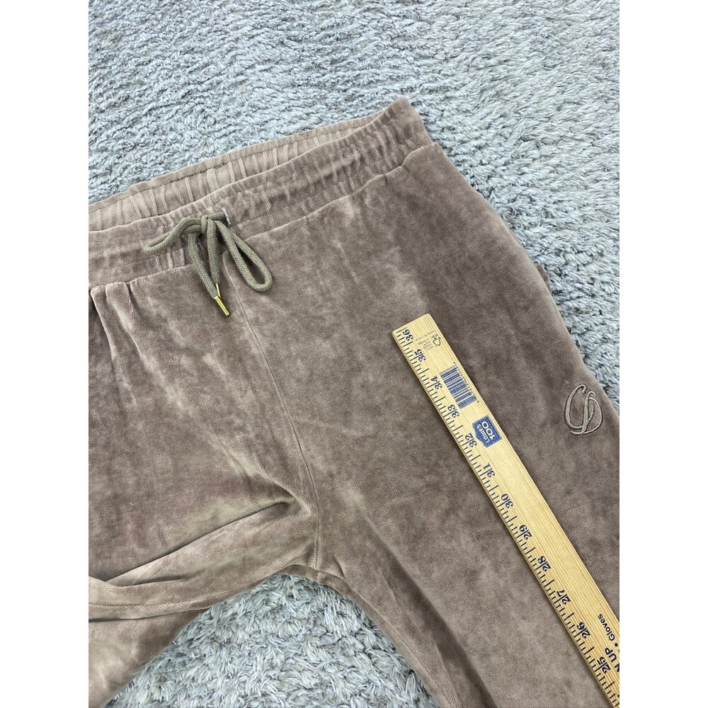 Criminal Damage Pants Womans Large Carmel Velour Lounge Velvet Tapered Joggers - Picture 5 of 10